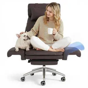 Oversized Big and Tall Office Chair, 180° Flip Armrests for Pets&Cross Legged, Computer Desk Chair with Footrest, Lounge Chairs for Home Office Gaming Working, ScratchSafe Air Leather, Brown Oversized Big and Tall Office Chair, 180° Flip Armrests for Pets&Cross Legged, Computer Desk Chair with Footrest, Lounge Chairs for Home Office Gaming Working, ScratchSafe Air Leather, Brown