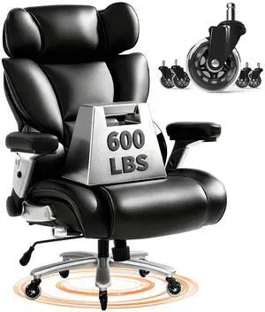 600lbs Big and Tall Office Chair for Heavy People, High Back Heavy Duty Computer Chair with Lumbar Support 2D Armrest, Desk Chairs for Working Gaming Relaxing Cross Legged, PU Leather, Black 600lbs Big and Tall Office Chair for Heavy People, High Back Heavy Duty Computer Chair with Lumbar Support 2D Armrest, Desk Chairs for Working Gaming Relaxing Cross Legged, PU Leather, Black