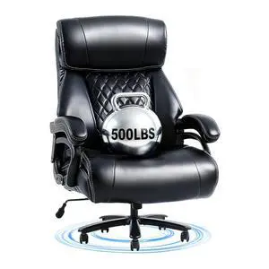 500lbs Big and Tall Office Chair for Heavy People, High Back Heavy Duty Computer Chair with Stable Armrest 1D Lumbar Support, Desk Chairs for Working Gaming Relaxing, PU Leather, Black 500lbs Big and Tall Office Chair for Heavy People, High Back Heavy Duty Computer Chair with Stable Armrest 1D Lumbar Support, Desk Chairs for Working Gaming Relaxing, PU Leather, Black