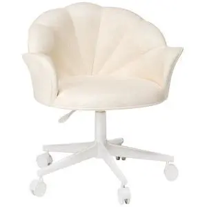 Makeup Vanity Chair with Back Velvet Armless Home Office Desk Chairs with Wheels, Cute Flower Modern Accent Chair for Girls Women Living Room Bedroom Vanity Study Small Space, White Makeup Vanity Chair with Back Velvet Armless Home Office Desk Chairs with Wheels, Cute Flower Modern Accent Chair for Girls Women Living Room Bedroom Vanity Study Small Space, White