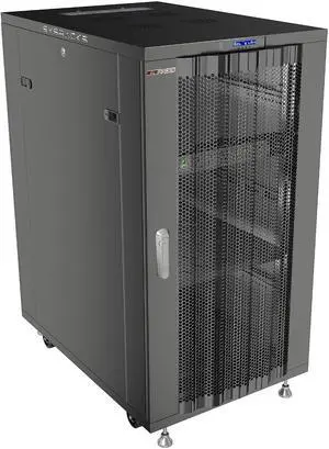 22U Server Rack Cabinet, 39" Deep, Vented Door, 19-Inch | 4 fans, thermostat controller, PDU, shelf, casters, 1600 lb capacity 22U Server Rack Cabinet, 39" Deep, Vented Door, 19-Inch | 4 fans, thermostat controller, PDU, shelf, casters, 1600 lb capacity