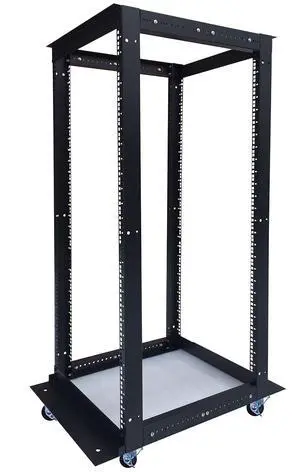 42U Open Frame Rack, Adjustable 24-37", 19-Inch EIA-310 | 4-post steel frame, square mounting holes, casters, cage nuts and screws 42U Open Frame Rack, Adjustable 24-37", 19-Inch EIA-310 | 4-post steel frame, square mounting holes, casters, cage nuts and screws