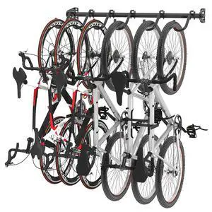 6 Bike Storage Rack, Heavy Duty Wall Mount Hanger for Home & Garage, Holds Up to 300lbs 6 Bike Storage Rack, Heavy Duty Wall Mount Hanger for Home & Garage, Holds Up to 300lbs
