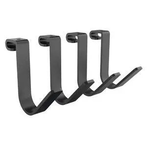 4 Pack Add On Storage Rail Hook Accessory for Ceiling Rack and Wall Shelving, Max Weight Capacity up to 50lbs, Black 4 Pack Add On Storage Rail Hook Accessory for Ceiling Rack and Wall Shelving, Max Weight Capacity up to 50lbs, Black