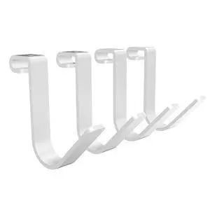 4 Pack Add On Storage Rail Hook Accessory for Ceiling Rack and Wall Shelving, Max Weight Capacity up to 50lbs, White 4 Pack Add On Storage Rail Hook Accessory for Ceiling Rack and Wall Shelving, Max Weight Capacity up to 50lbs, White