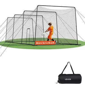 Baseball Batting Cage,Professional Softball Baseball Batting Hitting Training Net,Heavy Duty Enclosed PE Practice Portable Pitching Cage Net&Carry Bag,for Backyard,Field,Indoor&Outdoor Baseball Batting Cage,Professional Softball Baseball Batting Hitting Training Net,Heavy Duty Enclosed PE Practice Portable Pitching Cage Net&Carry Bag,for Backyard,Field,Indoor&Outdoor