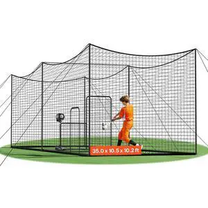 Baseball Batting Cage,Professional Softball Baseball Batting Hitting Training Net,Heavy Duty Enclosed PE Practice Portable Pitching Cage Net&Carry Bag,for Backyard,Field,Indoor&Outdoor Baseball Batting Cage,Professional Softball Baseball Batting Hitting Training Net,Heavy Duty Enclosed PE Practice Portable Pitching Cage Net&Carry Bag,for Backyard,Field,Indoor&Outdoor