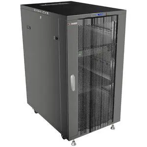 27U Server Rack Cabinet, 32" Deep, 19-Inch EIA-310 | LCD thermostat, 4-fan cooling, PDU, shelf, casters, 1600 lb capacity 27U Server Rack Cabinet, 32" Deep, 19-Inch EIA-310 | LCD thermostat, 4-fan cooling, PDU, shelf, casters, 1600 lb capacity