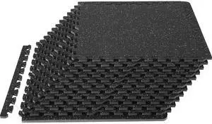 0.56Inch 48sq.ft 12 Tiles Gym Flooring for Home Gym, Rubber Top with High Density EVA Foam, 25 x 25In Gym Floor Exercise Equipment Mats, Interlocking Gym Mats, Puzzle Workout Mats, Black & Gray 0.56Inch 48sq.ft 12 Tiles Gym Flooring for Home Gym, Rubber Top with High Density EVA Foam, 25 x 25In Gym Floor Exercise Equipment Mats, Interlocking Gym Mats, Puzzle Workout Mats, Black & Gray