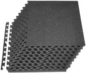 0.79Inch 48sq.ft 12 Tiles Gym Flooring for Home Gym, Rubber Top with High Density EVA Foam, 24 x 24In Gym Floor Exercise Equipment Mats, Interlocking Gym Mats, Puzzle Workout Mats, Black & Gray 0.79Inch 48sq.ft 12 Tiles Gym Flooring for Home Gym, Rubber Top with High Density EVA Foam, 24 x 24In Gym Floor Exercise Equipment Mats, Interlocking Gym Mats, Puzzle Workout Mats, Black & Gray
