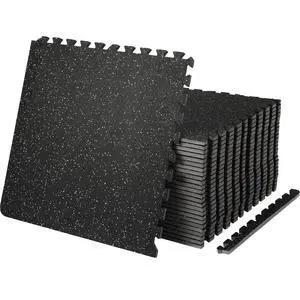 0.56Inch 100sq.ft Exercise Equipment Mats, 25 Tiles Upgraded Rubber Top with High Density EVA Foam, Interlocking Gym Flooring for Home Gym, 25 x 25In Gym Mats, Puzzle Workout Mats, Black & Gray 0.56Inch 100sq.ft Exercise Equipment Mats, 25 Tiles Upgraded Rubber Top with High Density EVA Foam, Interlocking Gym Flooring for Home Gym, 25 x 25In Gym Mats, Puzzle Workout Mats, Black & Gray