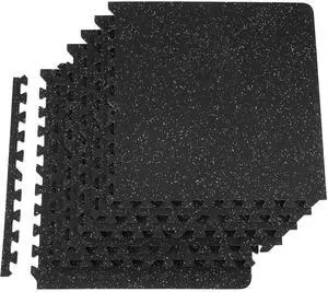 0.56Inch 24sq.ft 6 Tiles Gym Flooring for Home Gym, Rubber Top with High Density EVA Foam, 25 x 25In Gym Floor Exercise Equipment Mats, Interlocking Gym Mats, Puzzle Workout Mats, Black & Gray 0.56Inch 24sq.ft 6 Tiles Gym Flooring for Home Gym, Rubber Top with High Density EVA Foam, 25 x 25In Gym Floor Exercise Equipment Mats, Interlocking Gym Mats, Puzzle Workout Mats, Black & Gray