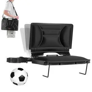 Stadium Seat, Folding Bleacher Chair with Back Support and Thick Cushion, Padded Stadium Seat for Bleacher Includes Shoulder Strap, Hooks, Cup Holder, Lycra Material, Side Pocket, PP Material Stadium Seat, Folding Bleacher Chair with Back Support and Thick Cushion, Padded Stadium Seat for Bleacher Includes Shoulder Strap, Hooks, Cup Holder, Lycra Material, Side Pocket, PP Material