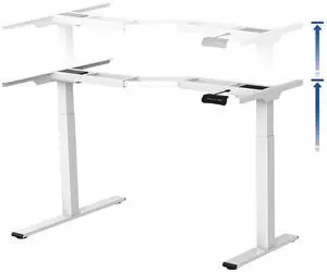 Corner Dual Motor L Shaped Computer Electric Standing Desk Sit Stand Up Height Adjustable Desk Home Office Table, White Frame Only Corner Dual Motor L Shaped Computer Electric Standing Desk Sit Stand Up Height Adjustable Desk Home Office Table, White Frame Only
