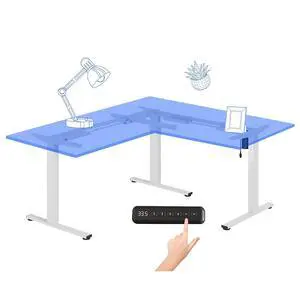 Electric Height Adjustable Standing L Shaped Corner 3 Legs Ergonomic Sit Stand Desk Frame for Home and Office, White Electric Height Adjustable Standing L Shaped Corner 3 Legs Ergonomic Sit Stand Desk Frame for Home and Office, White