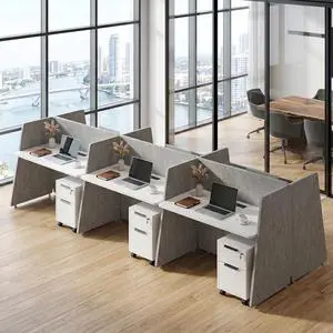 6-Person Modular Cubicle Desk Workstation | with Built-in Power & Mobile Storage, Acoustic Privacy Panels | Sleek, Scalable Layout for Modern Teams (White, 6 Person cubicles) 6-Person Modular Cubicle Desk Workstation | with Built-in Power & Mobile Storage, Acoustic Privacy Panels | Sleek, Scalable Layout for Modern Teams (White, 6 Person cubicles)