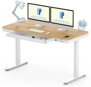 55" Electric Standing Desk with Drawers, Quick Assembly Home Office Sit Stand Desk with Storage, USB Charging, Computer Desk for Home Office (Maple Top + White Adjustable Frame, Comhar) 55" Electric Standing Desk with Drawers, Quick Assembly Home Office Sit Stand Desk with Storage, USB Charging, Computer Desk for Home Office (Maple Top + White Adjustable Frame, Comhar)