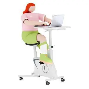 3-in-1 Small Standing Desk with Wheels Exercise Bike Small Computer Desk for Laptop, Adjustable Height,2D Desktop,8-Level Resistance, Home Office Desks Workstation for Corner, White 3-in-1 Small Standing Desk with Wheels Exercise Bike Small Computer Desk for Laptop, Adjustable Height,2D Desktop,8-Level Resistance, Home Office Desks Workstation for Corner, White