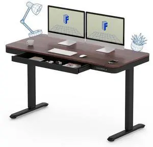 Comhar 55" Electric Standing Desk with Drawers, Quick Assembly Home Office Sit Stand Desk with Storage & USB Charging, Computer Workstation for Home Office (55" Wood, Dark Walnut/Black) Comhar 55" Electric Standing Desk with Drawers, Quick Assembly Home Office Sit Stand Desk with Storage & USB Charging, Computer Workstation for Home Office (55" Wood, Dark Walnut/Black)