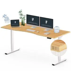 E6 Bamboo 3-Stage Dual Motor 72 x 30 Electric Standing Desk Sit Stand Up Desk, Holds 220 lbs, Adjustable Height w/ Memory Presets, Solid Bamboo Curved Desktop & White Frame, Ships in 2 Boxes E6 Bamboo 3-Stage Dual Motor 72 x 30 Electric Standing Desk Sit Stand Up Desk, Holds 220 lbs, Adjustable Height w/ Memory Presets, Solid Bamboo Curved Desktop & White Frame, Ships in 2 Boxes
