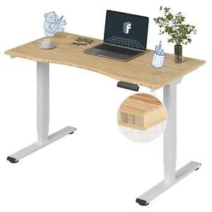 E6 Bamboo 3-Stage Dual Motor Electric Standing Desk 48 x 24 Sit Stand Up Desk, Holds 220 lbs, Adjustable Height w/ Memory Presets, Solid Bamboo Curved Desktop & White Frame, Ships in 2 Boxes E6 Bamboo 3-Stage Dual Motor Electric Standing Desk 48 x 24 Sit Stand Up Desk, Holds 220 lbs, Adjustable Height w/ Memory Presets, Solid Bamboo Curved Desktop & White Frame, Ships in 2 Boxes