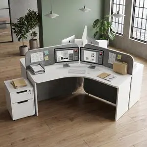 3 Person Office Workstation Desk with Locking Mobile Pedestal, White Full Office Cubicle Desk with Drawers and Cabinet, Power Outlets & USB Ports,Commercial Modern Team Desk ( desk for 3 person) 3 Person Office Workstation Desk with Locking Mobile Pedestal, White Full Office Cubicle Desk with Drawers and Cabinet, Power Outlets & USB Ports,Commercial Modern Team Desk ( desk for 3 person)
