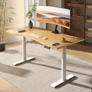 E6 Pro 72" x 30" Organic Modern Bamboo Standing Desk, Dual Motor 3-Stage Height Adjustable Desk with Oval Legs, Heavy Duty 330lbs, Bamboo Desktop with Ergonomic Curved Edge, White Frame E6 Pro 72" x 30" Organic Modern Bamboo Standing Desk, Dual Motor 3-Stage Height Adjustable Desk with Oval Legs, Heavy Duty 330lbs, Bamboo Desktop with Ergonomic Curved Edge, White Frame