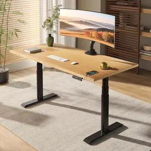 E6 Pro Large 72" x 30" Organic Modern Bamboo Standing Desk, Electric Dual Motor 3-Stage Height Adjustable Desk with Oval Legs, Heavy Duty 330lbs, Bamboo Desktop, Black Frame E6 Pro Large 72" x 30" Organic Modern Bamboo Standing Desk, Electric Dual Motor 3-Stage Height Adjustable Desk with Oval Legs, Heavy Duty 330lbs, Bamboo Desktop, Black Frame