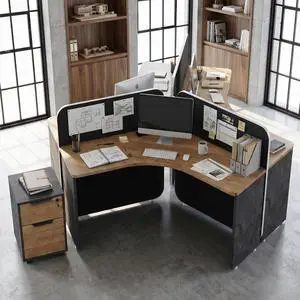 3 Person Office Workstation Desk with Locking Mobile Pedestal, Black Full Office Cubicle Desk with Drawers and Cabinet, Power Outlets & USB Ports,Commercial Modern Team Desk (1 desk for 3 person) 3 Person Office Workstation Desk with Locking Mobile Pedestal, Black Full Office Cubicle Desk with Drawers and Cabinet, Power Outlets & USB Ports,Commercial Modern Team Desk (1 desk for 3 person)