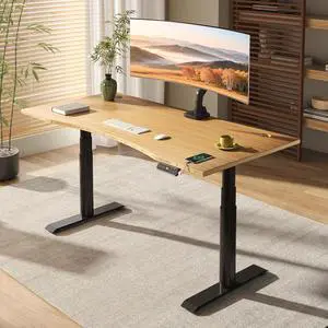 E6 Pro 78" x 30" Organic Modern Bamboo Standing Desk, Dual Motor 3-Stage Height Adjustable Desk with Oval Legs, Heavy Duty 330lbs, Bamboo Desktop with Ergonomic Curved Edge, Black Frame E6 Pro 78" x 30" Organic Modern Bamboo Standing Desk, Dual Motor 3-Stage Height Adjustable Desk with Oval Legs, Heavy Duty 330lbs, Bamboo Desktop with Ergonomic Curved Edge, Black Frame