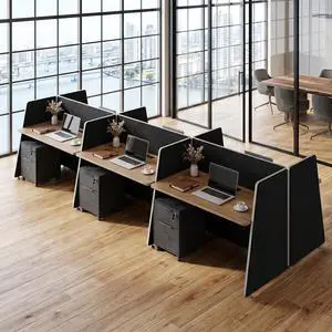 6-Person Modular Cubicle Desk Workstation | with Built-in Power & Mobile Storage, Acoustic Privacy Panels | Sleek, Scalable Layout for Modern Teams (Black, 6 Person cubicles) 6-Person Modular Cubicle Desk Workstation | with Built-in Power & Mobile Storage, Acoustic Privacy Panels | Sleek, Scalable Layout for Modern Teams (Black, 6 Person cubicles)