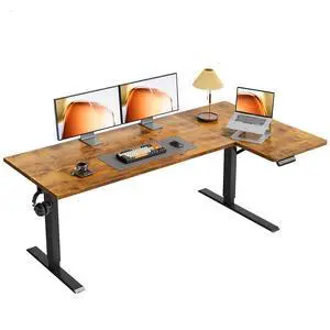 Electric L Shaped Standing Desk, 63 Inches Height Adjustable Table, Reversible Corner Stand Up Desk, Lifting Computer Table for Home Office, Computer Workstation, Rustic Brown Electric L Shaped Standing Desk, 63 Inches Height Adjustable Table, Reversible Corner Stand Up Desk, Lifting Computer Table for Home Office, Computer Workstation, Rustic Brown