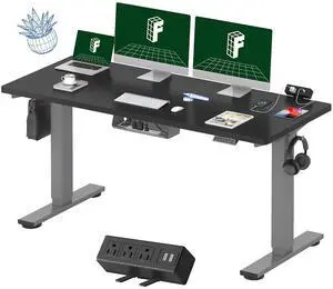 EN2 Whole-Piece Standing Desk with Clamp Power Strip, 60 x 24 Electric Stand Up Height Adjustable Desk with Cable Management (Gray Frame + Black Top, 2 Packages) EN2 Whole-Piece Standing Desk with Clamp Power Strip, 60 x 24 Electric Stand Up Height Adjustable Desk with Cable Management (Gray Frame + Black Top, 2 Packages)