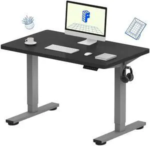 EN1 One-Piece Adjustable Desk 40 x 24 Inches Stand Up Desk Workstation Electric Standing Desk with Seamless Desktop (Silver Frame + 40 inches Black Top, 2 Packages) EN1 One-Piece Adjustable Desk 40 x 24 Inches Stand Up Desk Workstation Electric Standing Desk with Seamless Desktop (Silver Frame + 40 inches Black Top, 2 Packages)