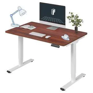 E6 3-Stage Dual Motor Electric Standing Desk 48 x 30 Sit Stand Up Desk, Holds 220 lbs, Adjustable Height w/Memory Presets, One-Piece Mahogany Desktop & White Frame, Ships in 2 Boxes E6 3-Stage Dual Motor Electric Standing Desk 48 x 30 Sit Stand Up Desk, Holds 220 lbs, Adjustable Height w/Memory Presets, One-Piece Mahogany Desktop & White Frame, Ships in 2 Boxes