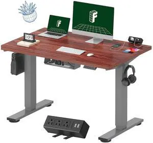 EN2 Whole-Piece Standing Desk with Clamp Power Strip, 48 x 30'' Height Adjustable Electric Stand Up Desk with Cable Management (Gray Frame + Mahogany Top, 2 Packages) EN2 Whole-Piece Standing Desk with Clamp Power Strip, 48 x 30'' Height Adjustable Electric Stand Up Desk with Cable Management (Gray Frame + Mahogany Top, 2 Packages)