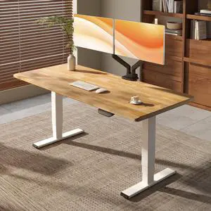 E6 MAX 1" Thick Beveled-Edge Solid Wood Standing Desk, 63"x30" Dual Motor 3-Stage Heavy Duty Workstation, 330lbs Weight Capacity Height Adjustable Desk (Light Oak Rubberwood + White Frame) E6 MAX 1" Thick Beveled-Edge Solid Wood Standing Desk, 63"x30" Dual Motor 3-Stage Heavy Duty Workstation, 330lbs Weight Capacity Height Adjustable Desk (Light Oak Rubberwood + White Frame)