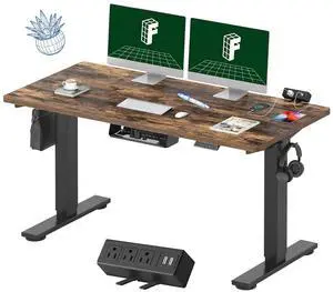 EN2 Whole-Piece Standing Desk with Clamp Power Strip, 55 x 28 Electric Stand Up Height Adjustable Desk with Cable Management (Black Frame + 55" Rustic Brown Desktop, 2 Packages) EN2 Whole-Piece Standing Desk with Clamp Power Strip, 55 x 28 Electric Stand Up Height Adjustable Desk with Cable Management (Black Frame + 55" Rustic Brown Desktop, 2 Packages)
