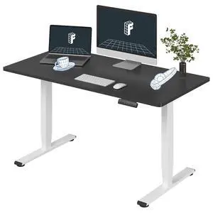 E6 3-Stage Dual Motor Electric Standing Desk 55 x 28 Sit Stand Up Desk, Holds 220 lbs, Adjustable Height w/Memory Presets, One-Piece Black Desktop & White Frame, Ships in 2 Boxes E6 3-Stage Dual Motor Electric Standing Desk 55 x 28 Sit Stand Up Desk, Holds 220 lbs, Adjustable Height w/Memory Presets, One-Piece Black Desktop & White Frame, Ships in 2 Boxes