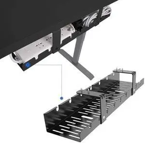 Under Desk Cable Management Tray, Metal Raceway Wires Cable Tidy Organizer, Office and Home Cable Tray Use for Standing Desk (Black) Under Desk Cable Management Tray, Metal Raceway Wires Cable Tidy Organizer, Office and Home Cable Tray Use for Standing Desk (Black)