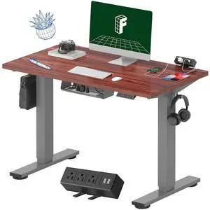 EN2 Whole-Piece Standing Desk with Clamp Power Strip, 40 x 24'' Electric Stand Up Height Adjustable Desk with Cable Management (Gray Frame + 40" Mahogany Top, 2 Packages) EN2 Whole-Piece Standing Desk with Clamp Power Strip, 40 x 24'' Electric Stand Up Height Adjustable Desk with Cable Management (Gray Frame + 40" Mahogany Top, 2 Packages)