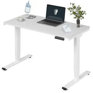 E6 3-Stage Dual Motor Electric Standing Desk 48 x 24 Sit Stand Up Desk, Holds 220 lbs, Adjustable Height w/Memory Presets, One-Piece White Desktop & White Frame, Ships in 2 Boxes E6 3-Stage Dual Motor Electric Standing Desk 48 x 24 Sit Stand Up Desk, Holds 220 lbs, Adjustable Height w/Memory Presets, One-Piece White Desktop & White Frame, Ships in 2 Boxes