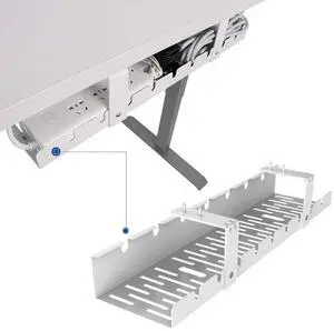 Under Desk Cable Management Tray, Metal Raceway Wires Cable Tidy Organizer Office and Home Cable Tray Use for Standing Desk (White) Under Desk Cable Management Tray, Metal Raceway Wires Cable Tidy Organizer Office and Home Cable Tray Use for Standing Desk (White)