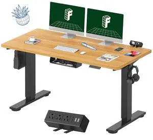 EN2 Whole-Piece Standing Desk with Clamp Power Strip, 55 x 28 Electric Stand Up Height Adjustable Desk with Cable Management (Black Frame + 55" Maple Top, 2 Packages) EN2 Whole-Piece Standing Desk with Clamp Power Strip, 55 x 28 Electric Stand Up Height Adjustable Desk with Cable Management (Black Frame + 55" Maple Top, 2 Packages)