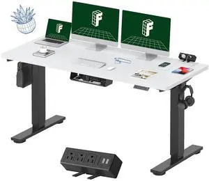 EN2 Whole-Piece Standing Desk with Clamp Power Strip, 60 x 24 Electric Stand Up Height Adjustable Desk with Cable Management (Black Frame + 60" White Top, 2 Packages) EN2 Whole-Piece Standing Desk with Clamp Power Strip, 60 x 24 Electric Stand Up Height Adjustable Desk with Cable Management (Black Frame + 60" White Top, 2 Packages)