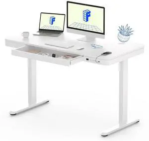 Comhar Electric Standing Desk with Drawers Charging USB A to C Port, Height Adjustable 48" Whole-Piece Home Office Computer Laptop Table with Storage (White Top + Frame) Comhar Electric Standing Desk with Drawers Charging USB A to C Port, Height Adjustable 48" Whole-Piece Home Office Computer Laptop Table with Storage (White Top + Frame)