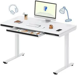 One-Piece 48" Standing Desk with Acrylic-Front Drawer, Fast-Assembly Ergonomic Sit-to-Stand Desk with MDF Top, 4 Height Memory Presets Touch-Control, Home Office Computer Workstation, White One-Piece 48" Standing Desk with Acrylic-Front Drawer, Fast-Assembly Ergonomic Sit-to-Stand Desk with MDF Top, 4 Height Memory Presets Touch-Control, Home Office Computer Workstation, White