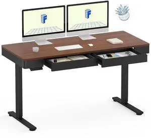 Standing Desk with Drawer, 55 x 24 Inch Whole Piece Electric Adjustable Height Stand Up Computer Workstation for Home, Office, Dark Walnut Standing Desk with Drawer, 55 x 24 Inch Whole Piece Electric Adjustable Height Stand Up Computer Workstation for Home, Office, Dark Walnut