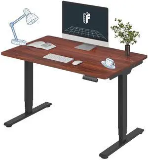 E6 3-Stage Dual Motor Electric Standing Desk 48 x 30 Sit Stand Up Desk, Holds 220 lbs, Adjustable Height w/ Memory Presets, One-Piece Mahogany Desktop & Black Frame, Ships in 2 Boxes E6 3-Stage Dual Motor Electric Standing Desk 48 x 30 Sit Stand Up Desk, Holds 220 lbs, Adjustable Height w/ Memory Presets, One-Piece Mahogany Desktop & Black Frame, Ships in 2 Boxes