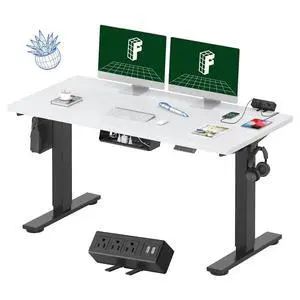 EN2 Whole-Piece Standing Desk with Clamp Power Strip, 55 x 28 Electric Stand Up Height Adjustable Desk with Cable Management (Black Frame + 55" White Top, 2 Packages) EN2 Whole-Piece Standing Desk with Clamp Power Strip, 55 x 28 Electric Stand Up Height Adjustable Desk with Cable Management (Black Frame + 55" White Top, 2 Packages)